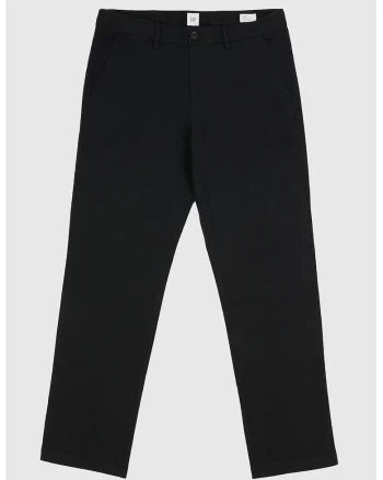 Pantaloni chino uni din amestec de in, Negru