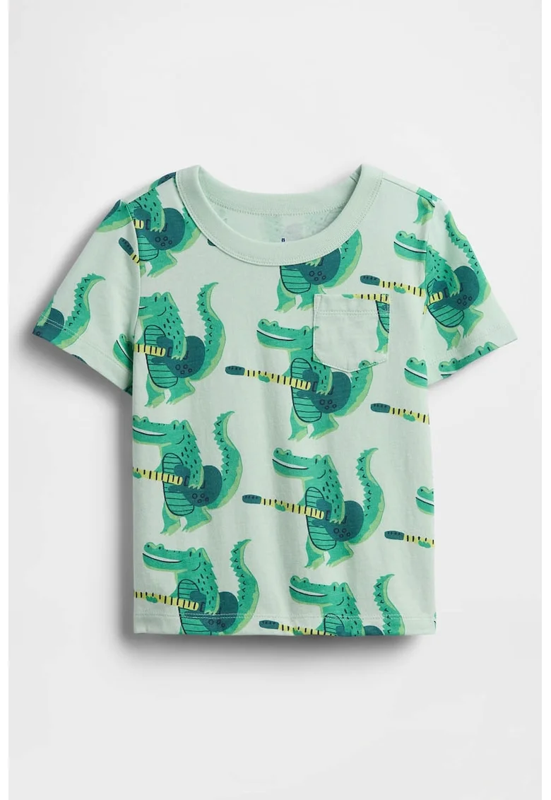 Tricou de bumbac cu imprimeu grafic, Verde/Verde pal