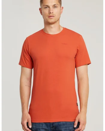 Tricou slim fit cu decolteu la baza gatului Base, Portocaliu mandarina