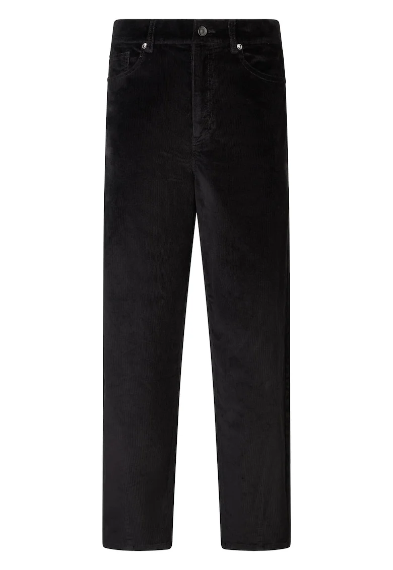 Pantaloni conici cu aspect de catifea, Negru