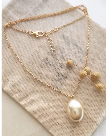 Colier cu perle sintetice, Auriu, Bej deschis, Auriu/Bej deschis