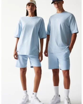 Tricou lejer cu logo brodat si model unisex, Albastru pastel