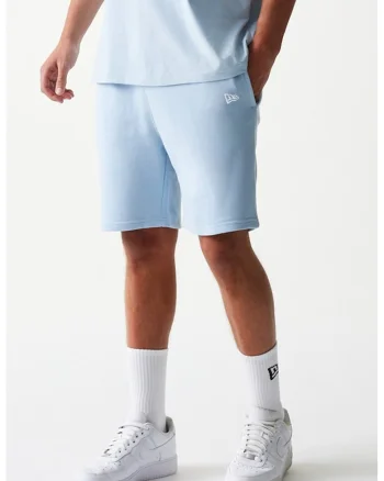 Pantaloni scuti cu logo brodat si snur, Albastru pastel