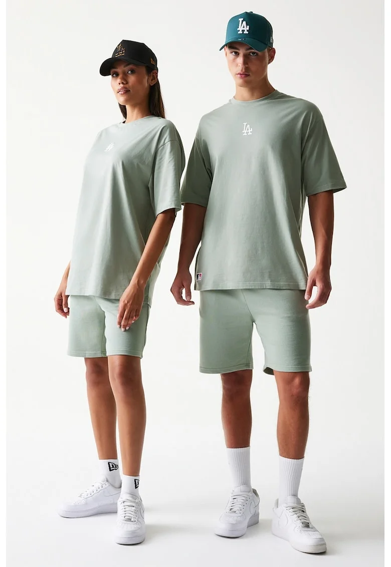 Tricou lejer cu logo brodat si model unisex, Verde pal