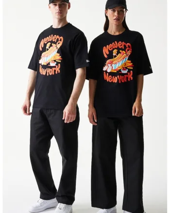 Tricou unisex cu imprimeu grafic, Negru/Portocaliu