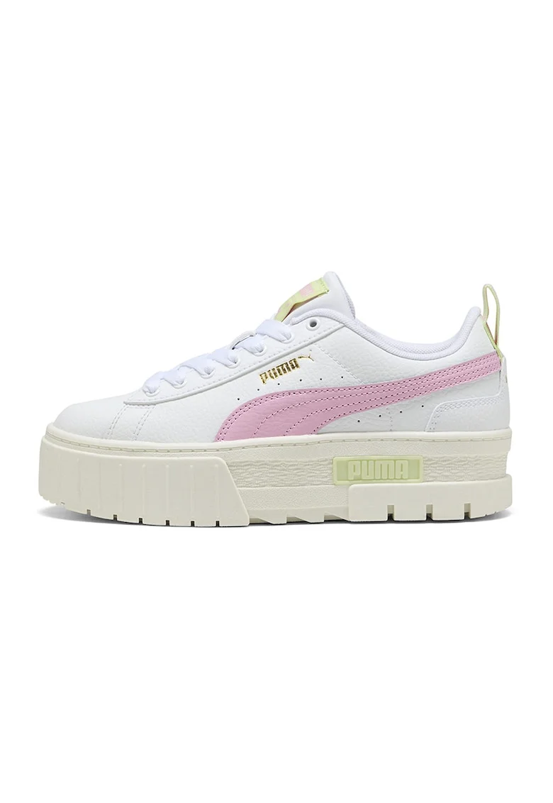 Pantofi sport Mayze de piele cu insertii sintetice, Alb/Roz