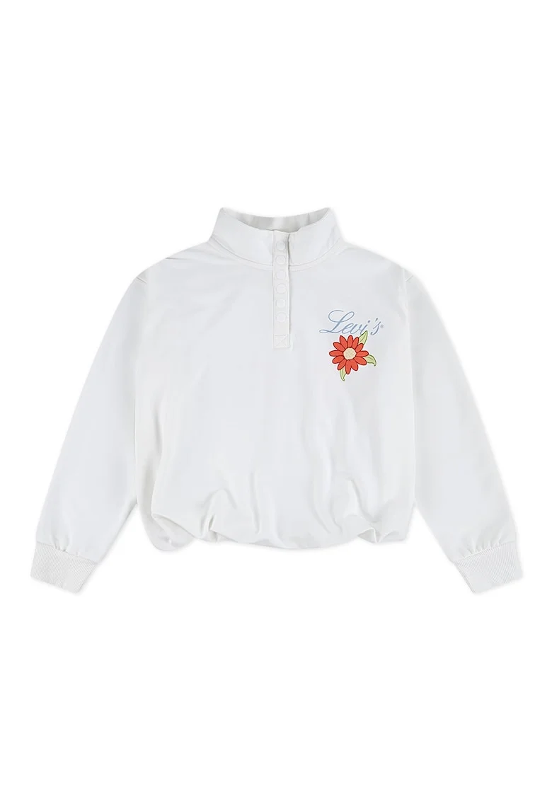 Bluza de trening cu fenta cu capse, Alb