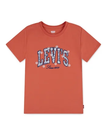 Tricou cu imprimeu logo si decolteu la baza gatului, Portocaliu
