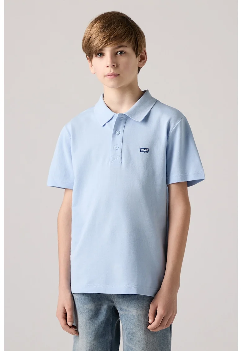 Tricou polo din bumbac pique, Albastru pastel