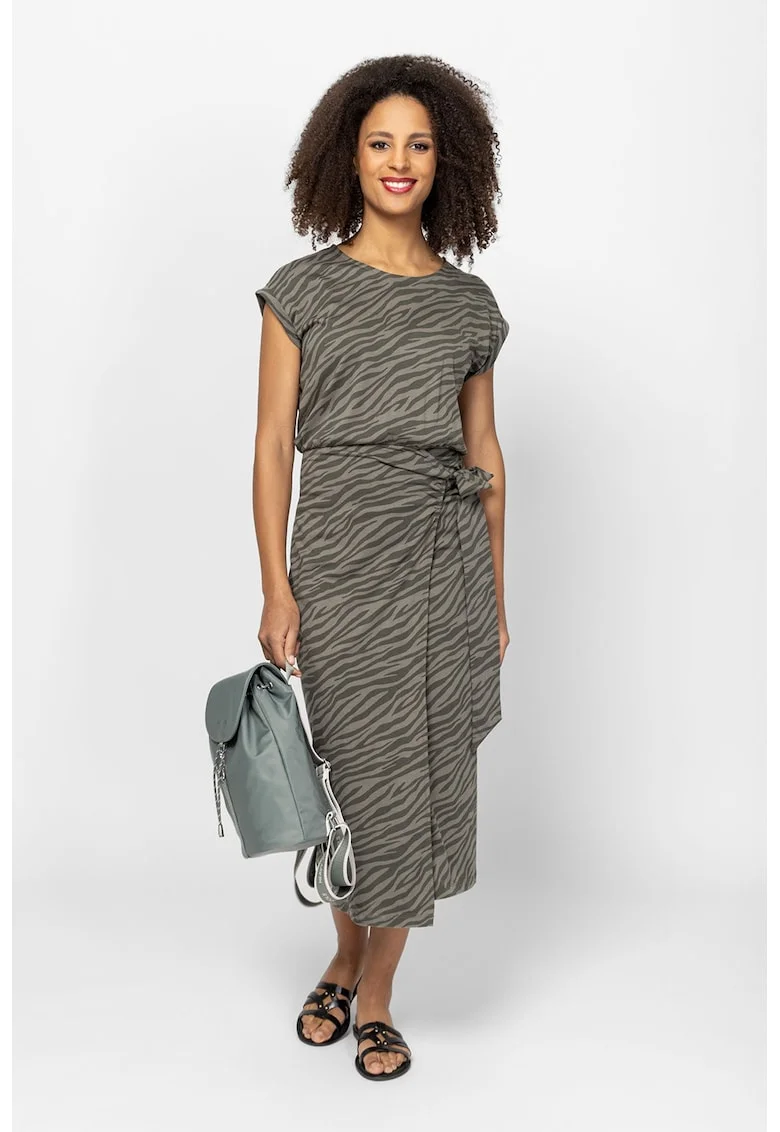 Rochie midi cu model in dungi Vion, Grej/Gri inchis