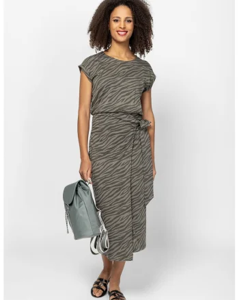 Rochie midi cu model in dungi Vion, Grej/Gri inchis