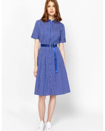 Rochie evazata cu model in dungi Voppy, Albastru