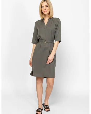 Rochie asimetrica cu decolteu in V Voncil, Verde sparanghel