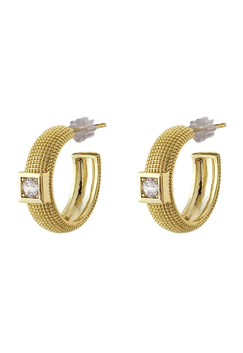 Cercei placati cu aur de 18K si pietre zirconia Natrix, Auriu