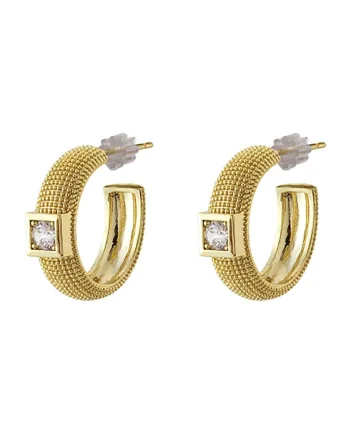 Cercei placati cu aur de 18K si pietre zirconia Natrix, Auriu