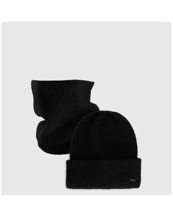 Caciula si fular unisex  negru, S, 3% lana