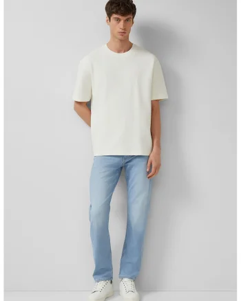Blugi slim-fit cu aspect decolorat, Albastru deschis,