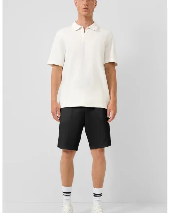 Pantaloni scurti cu aspect texturat si snur, Negru,