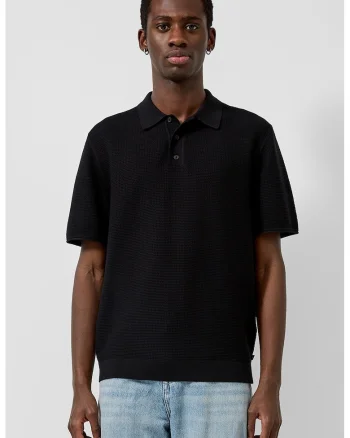 Tricou polo din tricot, Negru,