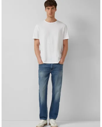 Blugi slim-fit cu croiala dreapta Nelio, Albastru inchis,