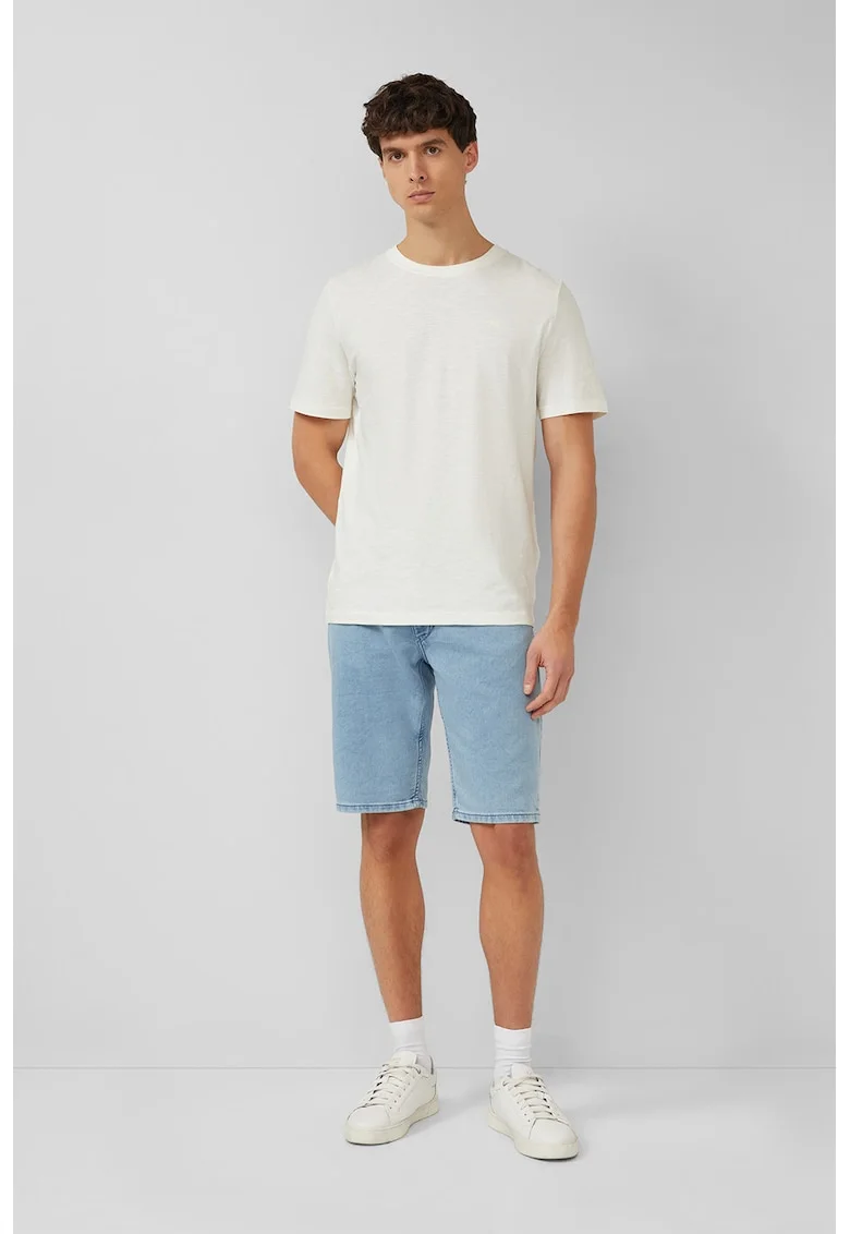 Bermude din denim cu talie medie, Albastru deschis