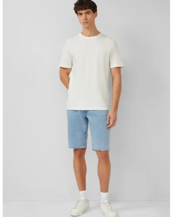 Bermude din denim cu talie medie, Albastru deschis