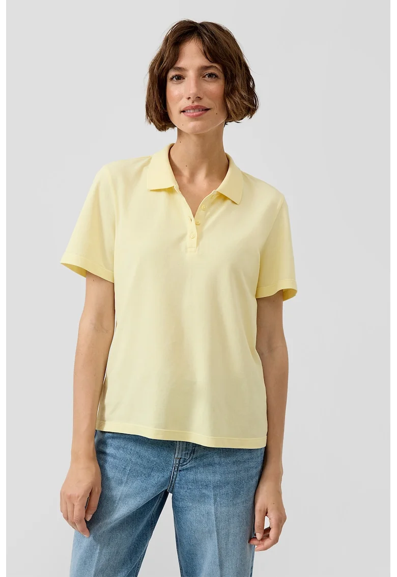Tricou polo din amestec de bumbac pique, Galben