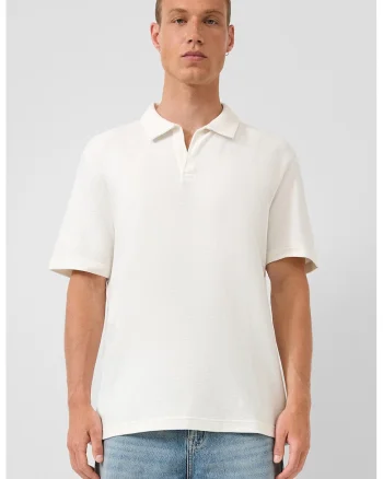 Tricou polo texturat, Alb