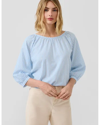 Bluza lejera cu maneci raglan, Alb/Albastru