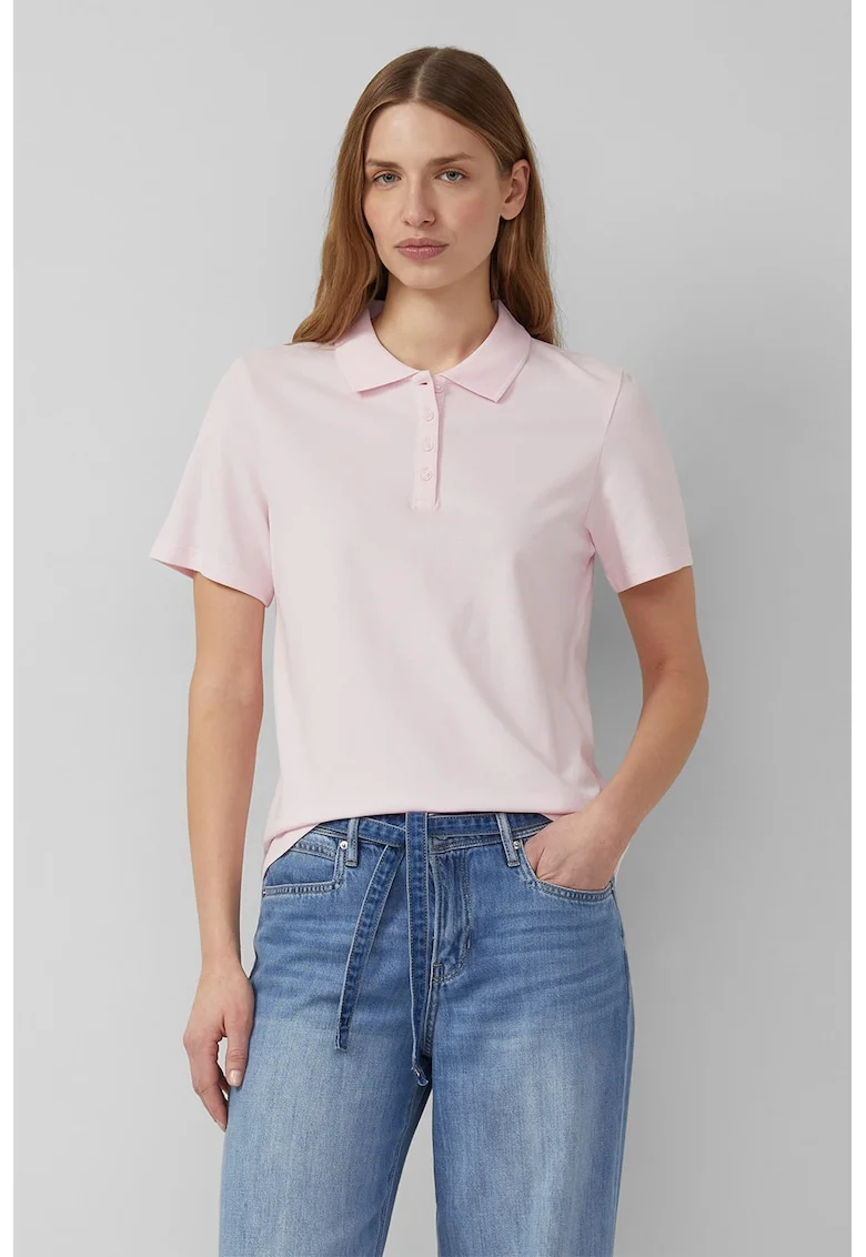 Tricou polo din amestec de bumbac pique, Roz