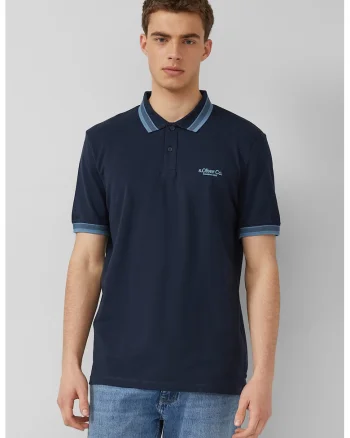 Tricou polo cu logo, Bleumarin