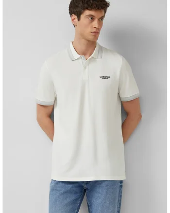 Tricou polo cu logo, Alb/Gri