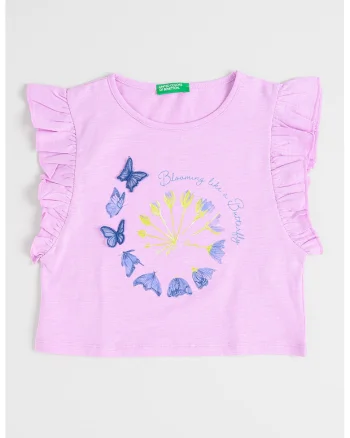 Tricou din bumbac cu imprimeu, Lila