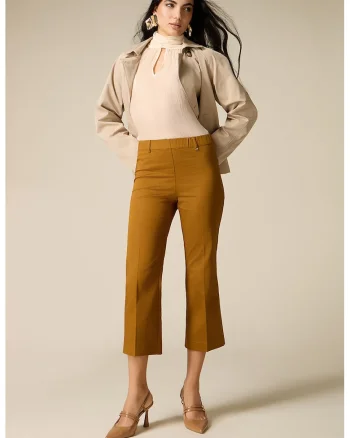 Pantaloni capri slim fit, Caramel