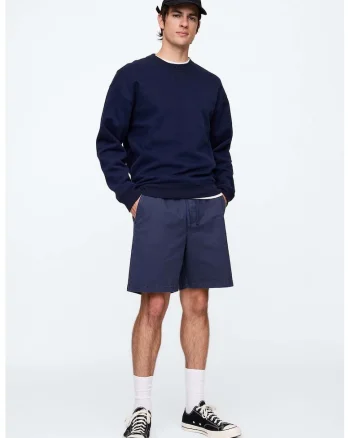Pantaloni chino scurti cu snur, Albastru inchis
