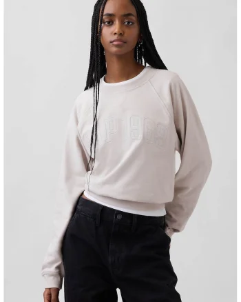 Bluza de trening din amestec de bumbac cu logo brodat, Gri deschis
