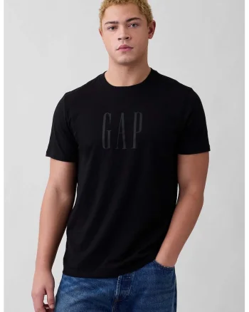 Tricou de bumbac cu logo, Negru
