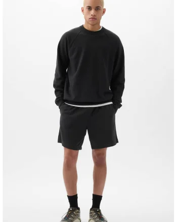 Pantaloni scurti de trening cu snur si buzunare laterale, Negru stins