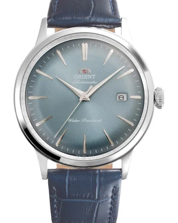 Ceas automatic cu o curea de piele, Bleumarin