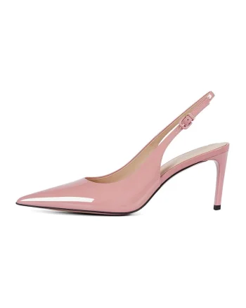 Pantofi singback din piele lacuita cu toc stiletto, Roz