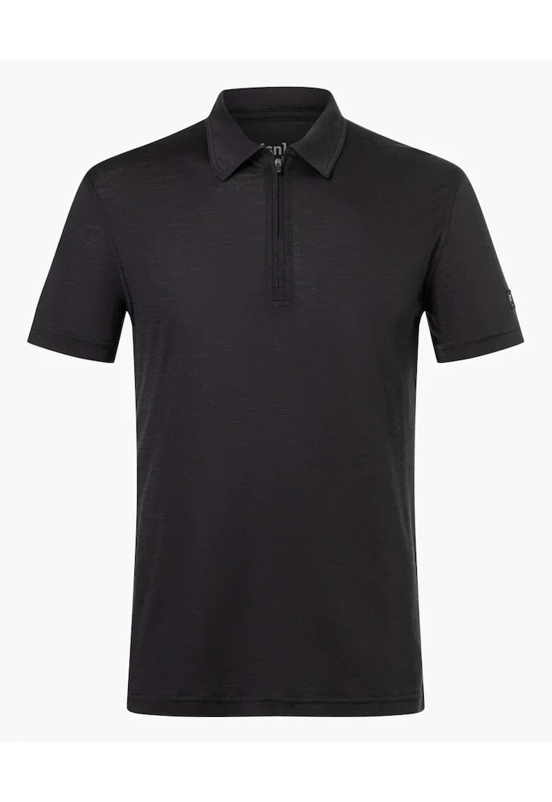 Tricou pentru barbati cu merino SN-SUPERNATURAL, M ZIP POLO, negru, Negru