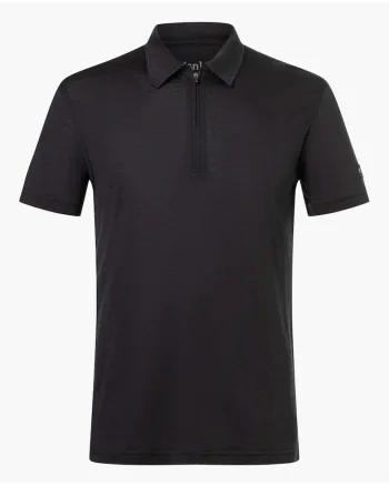 Tricou pentru barbati cu merino SN-SUPERNATURAL, M ZIP POLO, negru, Negru