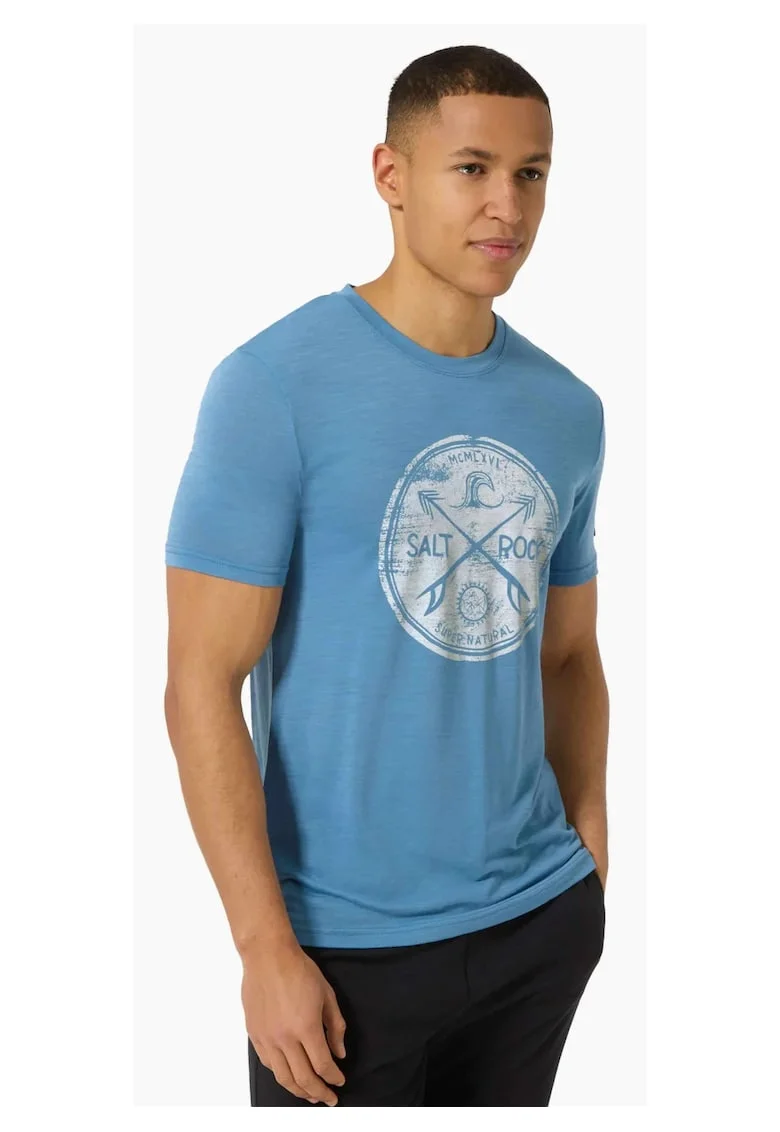 Tricou barbati cu merino SN-SUPERNATURAL M SALT & ROCK TEE, Albastru