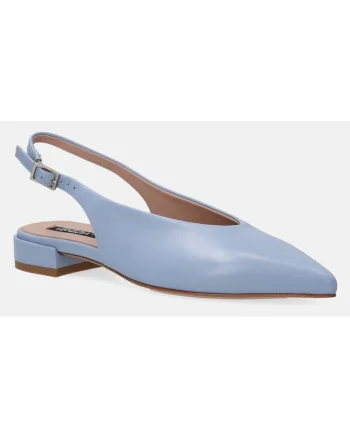 Pantofi din piele cu varf ascutit si model uni