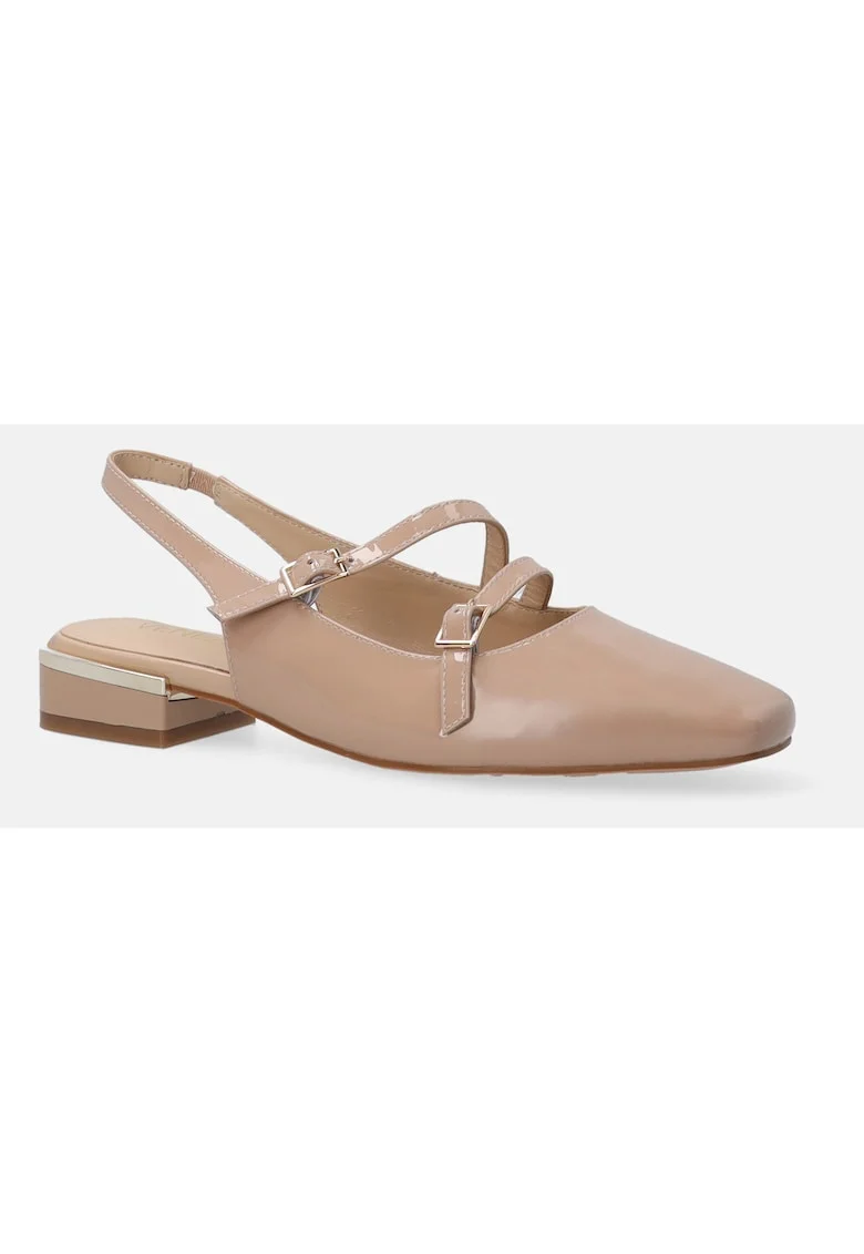 Pantofi din piele lacuita cu varf patrat