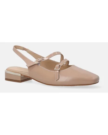 Pantofi din piele lacuita cu varf patrat