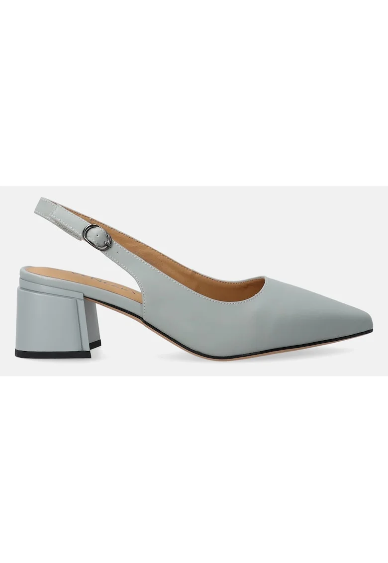 Pantofi slingback uni din piele cu varf ascutit