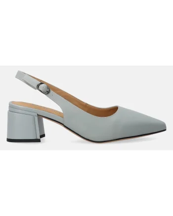 Pantofi slingback uni din piele cu varf ascutit