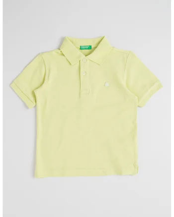 Tricou polo din bumbac pique cu aplicatie logo discreta, Verde fistic