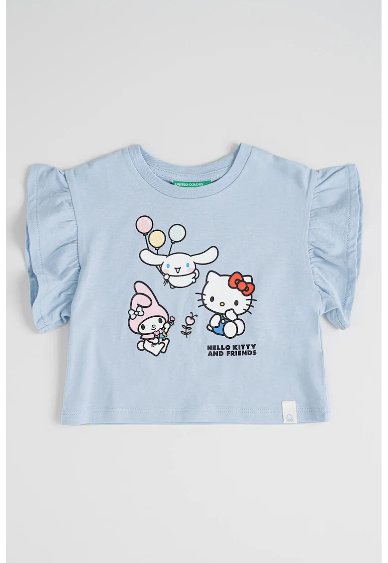 Tricou regular fit cu model grafic, Alb/Albastru pastel/Roz